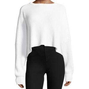 Free People 100% Cotton, Cropped White Sweater
